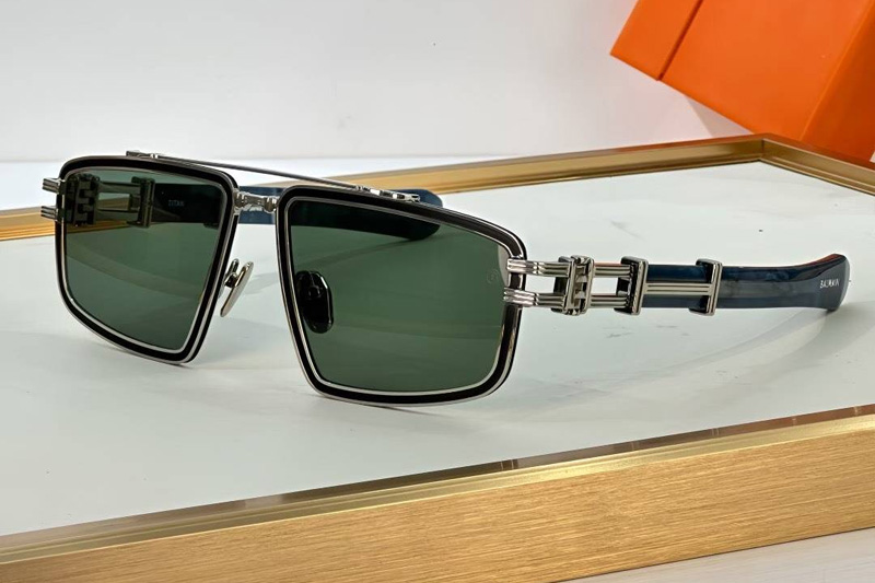 BPS-139A Sunglasses Silver Green