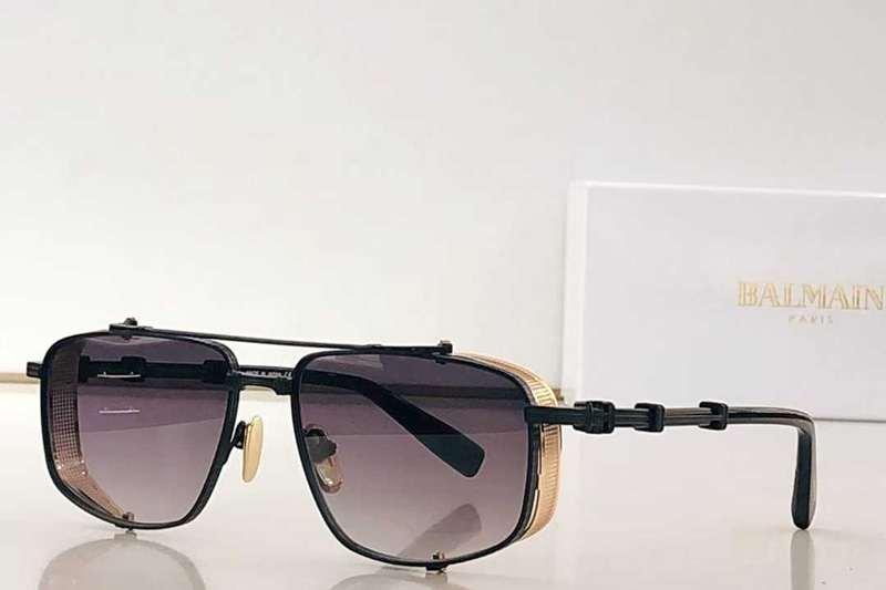 BPS-142A Sunglasses Black Gold Gradient Gray