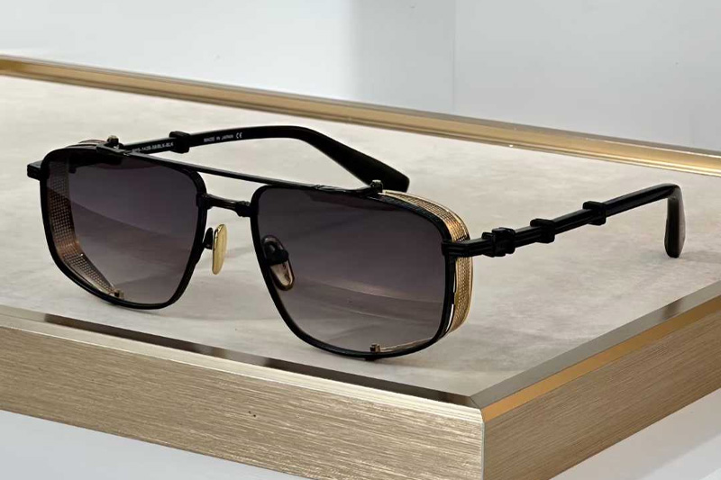 BPS-142D Sunglasses Black Gold Gray
