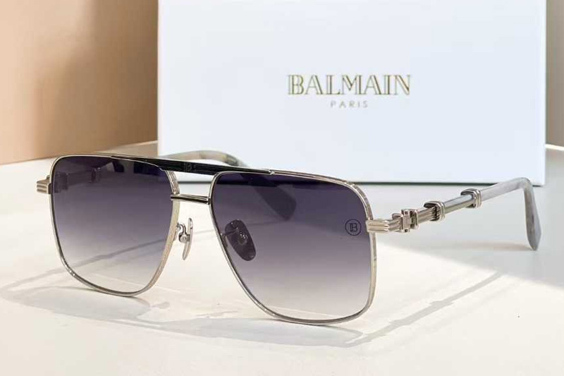 BPS-145A Sunglasses Silver Gradient Gray