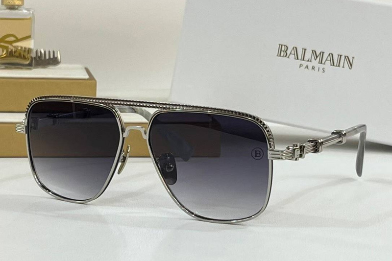 BPS-149A Sunglasses Silver Gradient Gray