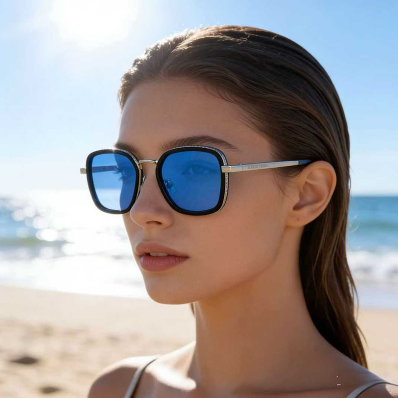 BV1427OA Sunglasses Black Silver Blue