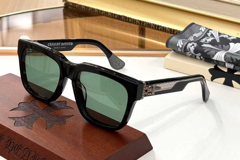 Box Officer Mist Sunglasses Black Silver Green