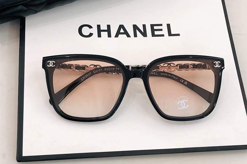 CH0537 Sunglasses Black Silver Gradient Brown