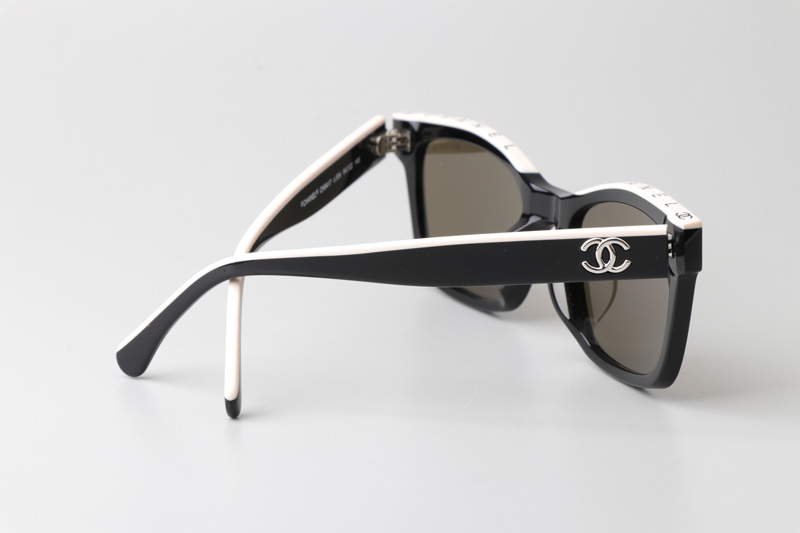 CH5417 Sunglasses Black Silver White Brown