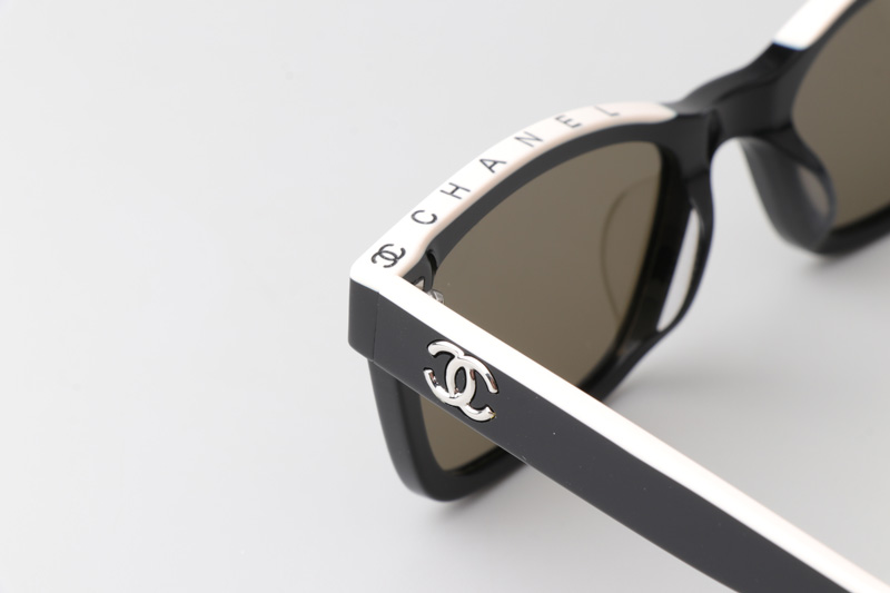 CH5417 Sunglasses Black Silver White Brown