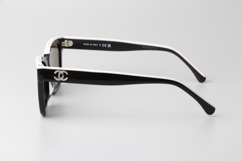 CH5417 Sunglasses Black Silver White Brown