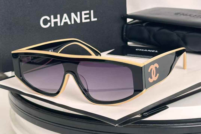 CH6057 Sunglasses Black Yellow Gradient Gray