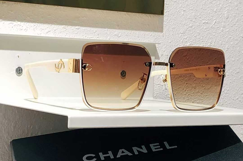 CH8046 Sunglasses White Gold Gradient Brown
