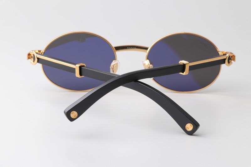 CT0464S Sunglasses Gold Black Wood Gray