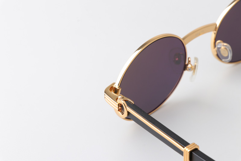 CT0464S Sunglasses Gold Black Wood Gray