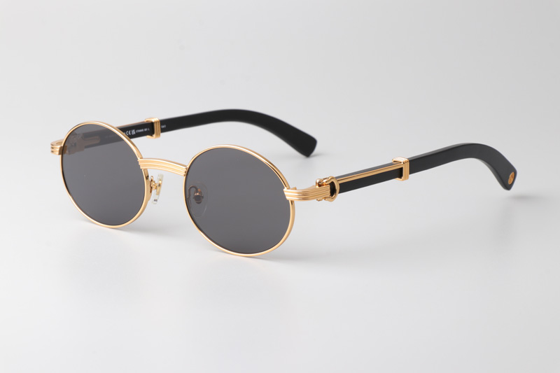 CT0464S Sunglasses Gold Black Wood Gray