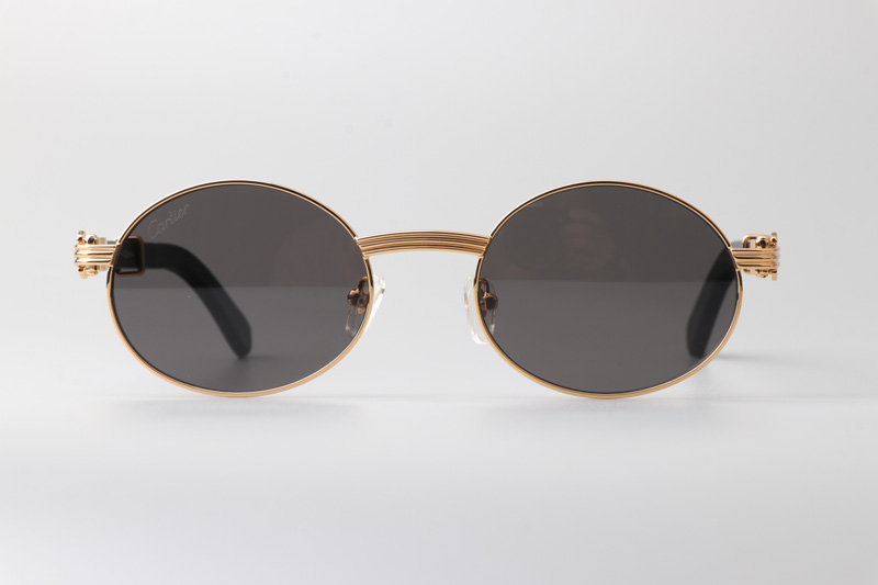 CT0464S Sunglasses Gold Black Wood Gray