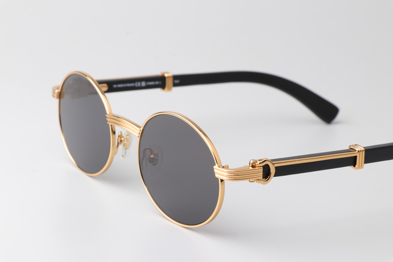 CT0464S Sunglasses Gold Black Wood Gray