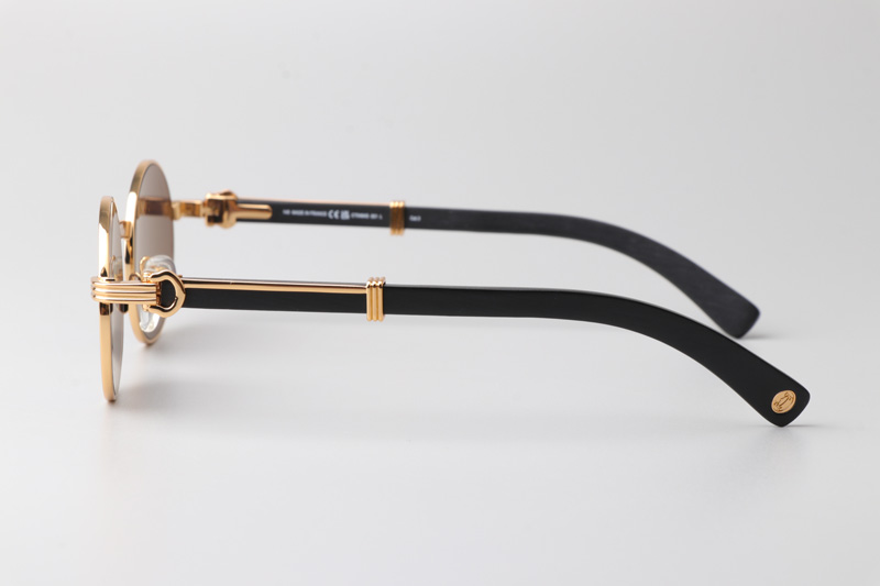 CT0464S Sunglasses Gold Black Wood Gray