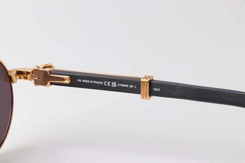 CT0464S Sunglasses Gold Black Wood Gray