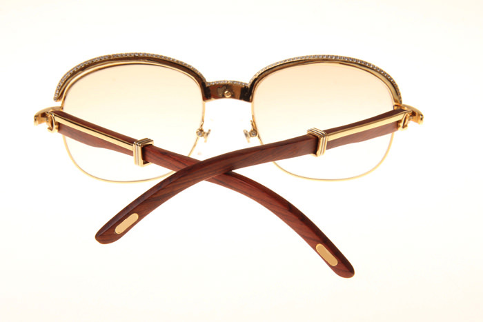 CT 1116679 Diamond Wood Sunglasses In Gold Brown