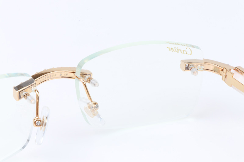 CT 3524012 Big Diamond Eyeglasses In Gold White