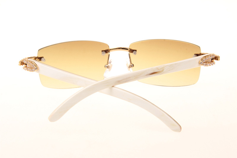 CT 3524012 Big Diamond White Buffalo Sunglasses In Gold Brown