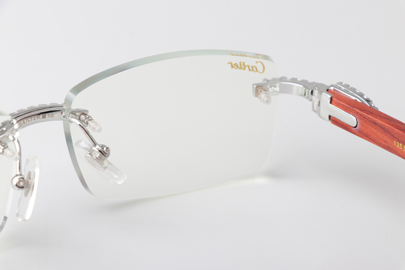 CT 3524012 Big Diamond Wood Eyeglasses Silver