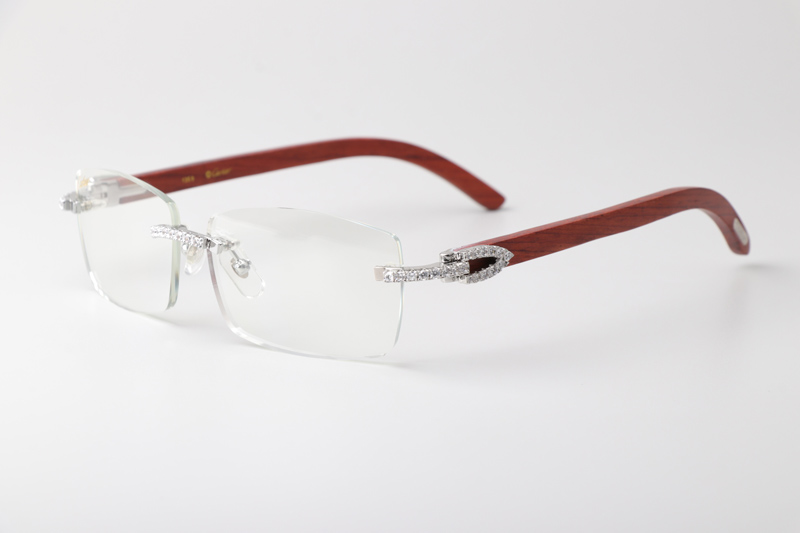 CT 3524012 Big Diamond Wood Eyeglasses Silver
