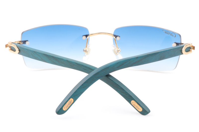 CT 3524012 Green Wood Sunglasses In Gold Gradient Blue