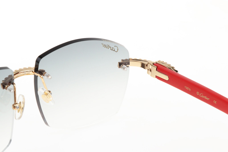 CT 4189706 Big Diamond Red Wood Sunglasses In Gold Gradient Grey