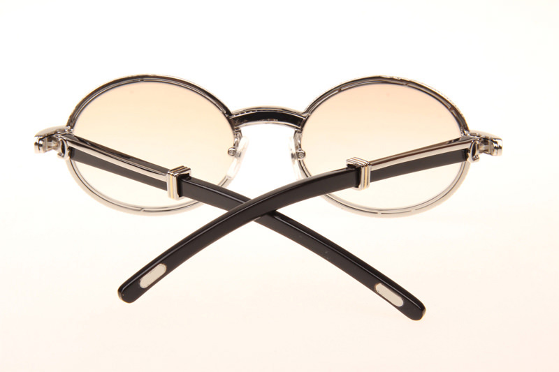 CT 7550178 55-22 Full Diamond Black Buffalo Sunglasses In Silver Brown