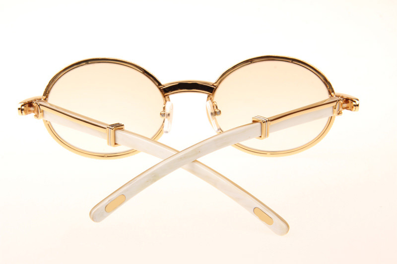 CT 7550178 55-22 Full Diamond White Buffalo Sunglasses In Gold Brown