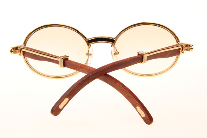 CT 7550178 55-22 Full Diamond Wood Sunglasses In Gold Brown