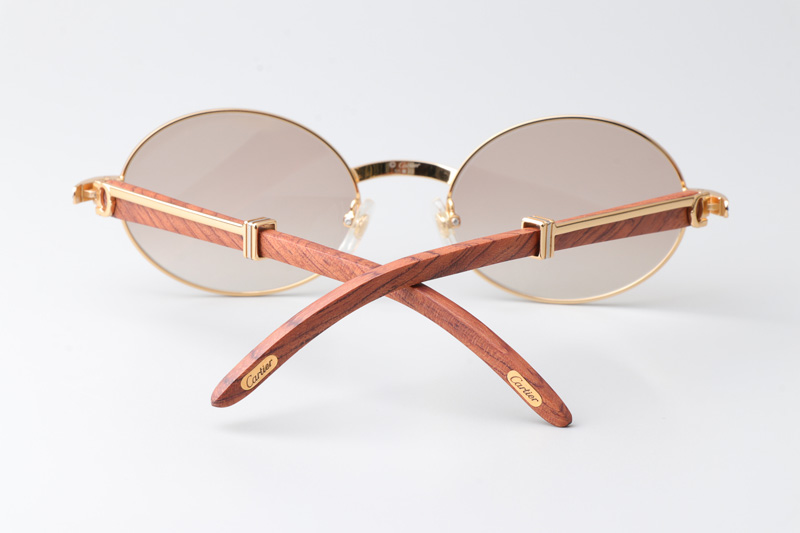 CT 7550178 55-22 Wood Sunglasses In Gold Brown