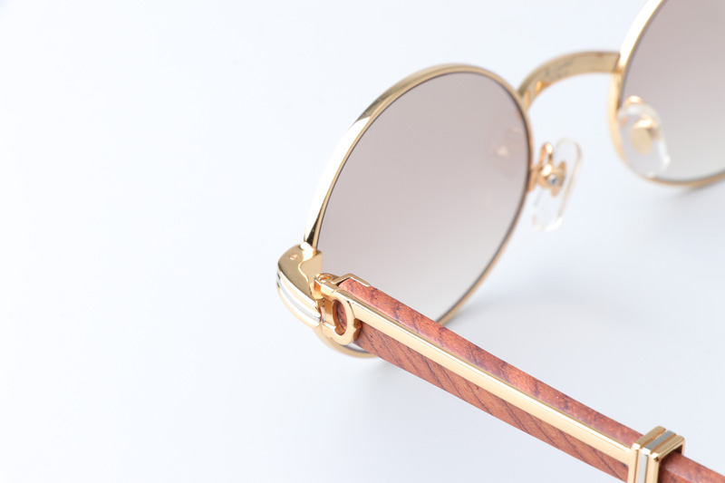 CT 7550178 55-22 Wood Sunglasses In Gold Brown
