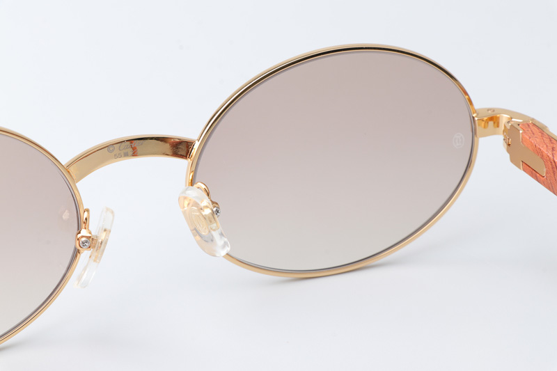 CT 7550178 55-22 Wood Sunglasses In Gold Brown