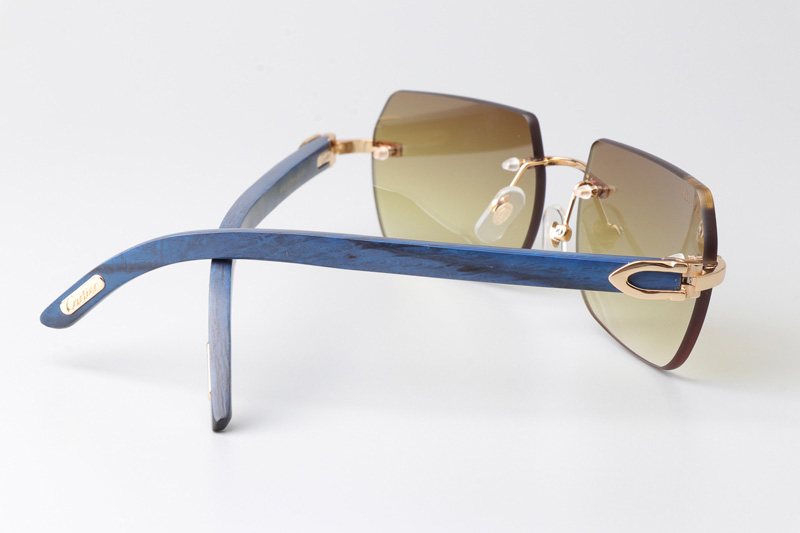 CT 8300818 Blue Wood Sunglasses Gold Gradient Brown