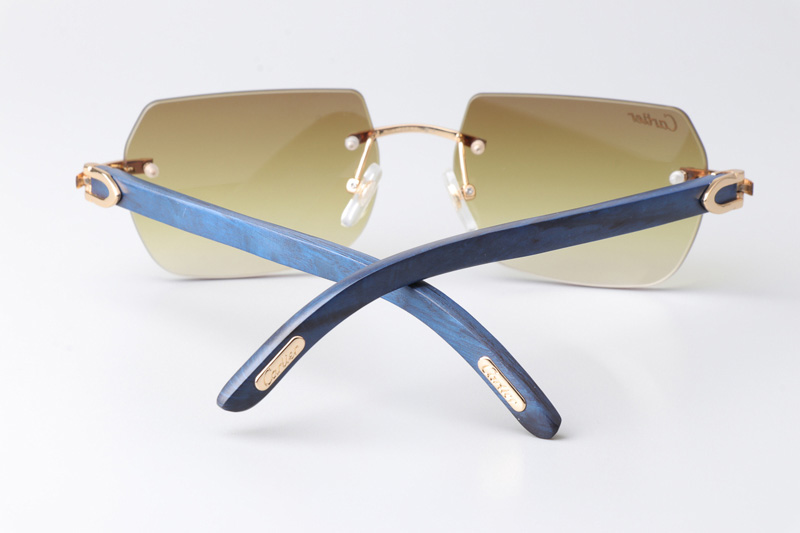 CT 8300818 Blue Wood Sunglasses Gold Gradient Brown