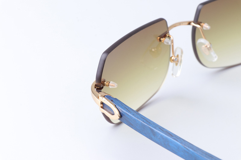CT 8300818 Blue Wood Sunglasses Gold Gradient Brown