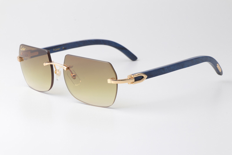 CT 8300818 Blue Wood Sunglasses Gold Gradient Brown