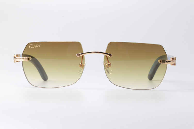 CT 8300818 Blue Wood Sunglasses Gold Gradient Brown