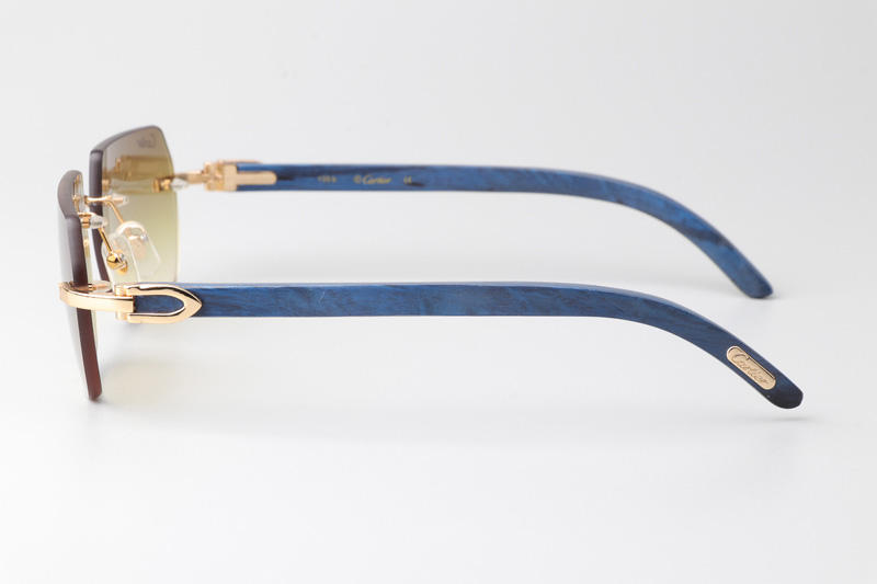 CT 8300818 Blue Wood Sunglasses Gold Gradient Brown