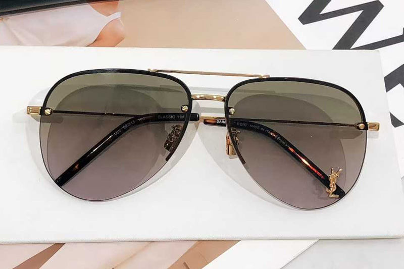 Classic 11M Sunglasses Gold Gradient Green