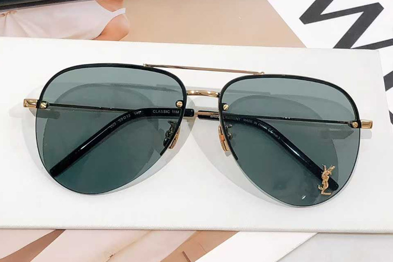 Classic 11M Sunglasses Gold Green