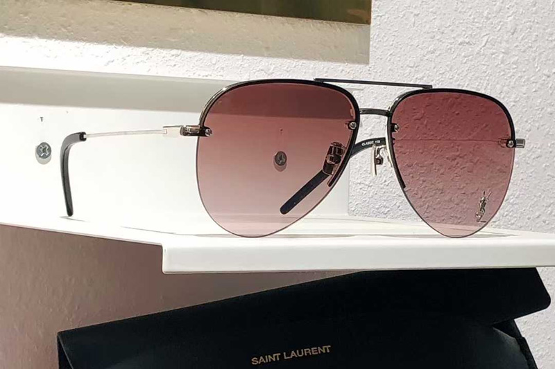 Classic 11M Sunglasses Silver Gradient Pink