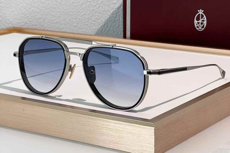 Commander Sunglasses Silver Gradient Blue