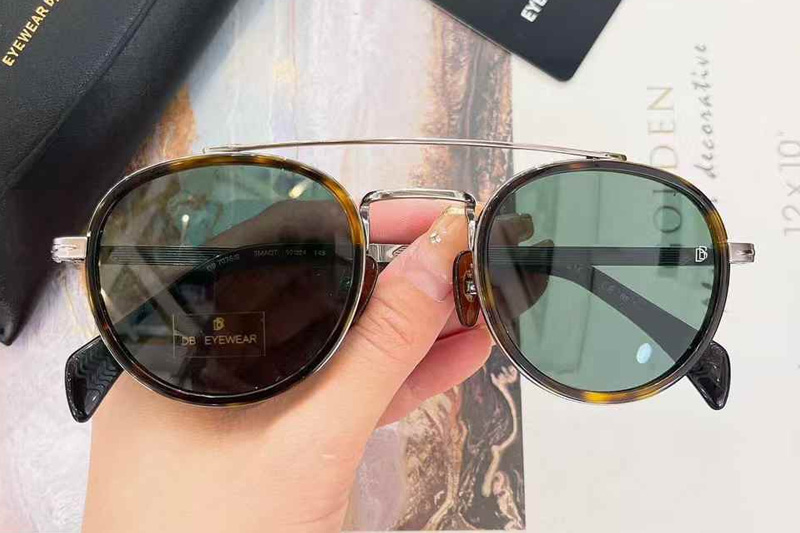 DB7036S Sunglasses Tortoise Silver Green