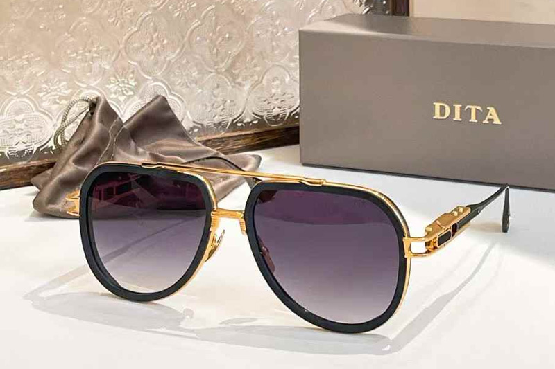DTS312 Sunglasses Black Gold Gradient Gray