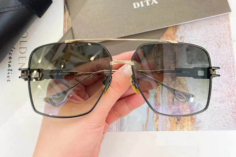 DT GRAND EMPERIK DTS159 Sunglasses In Black Gold Gradient Green