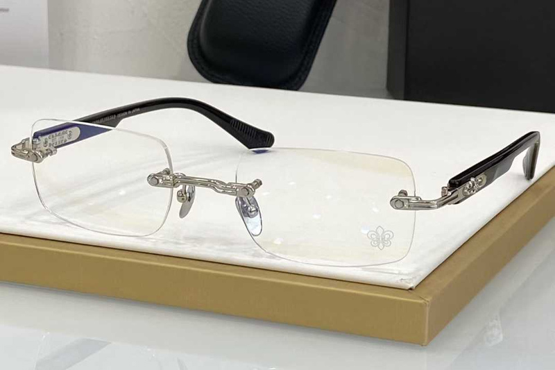 Deep I Eyeglasses Silver Black