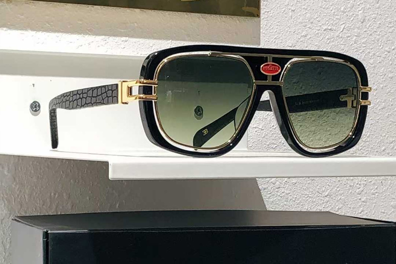 EB07 Sunglasses Black Gold Gradient Green