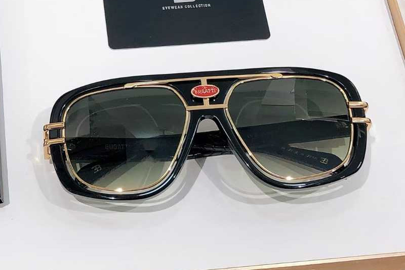 EB07 Sunglasses Black Gold Gradient Green