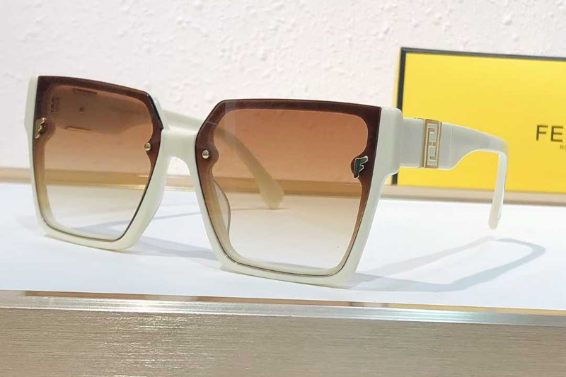 FE23027 Sunglasses White Gradient Brown